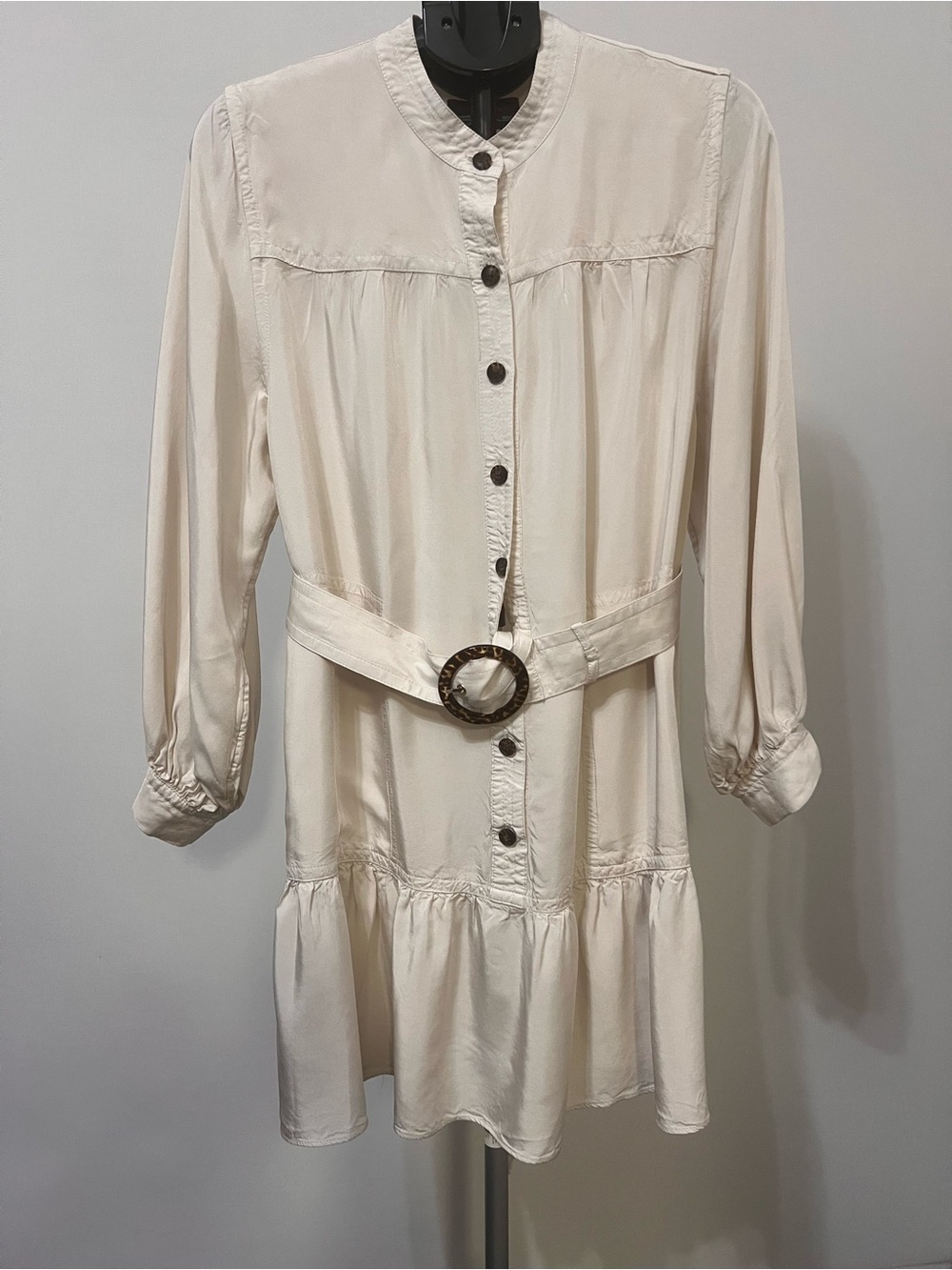 Banana Republic Ivory Viscose Belted Tunic Dress / Long Blouse – Size L